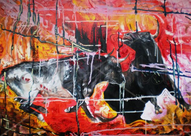 Toros carmesi Oil Canvas Animals