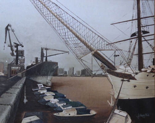 Puerto de Buenos Aires Oil Canvas Marine Painting