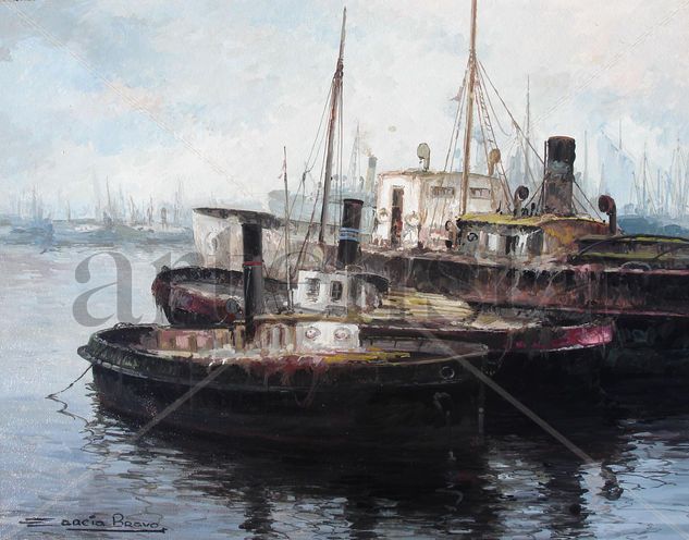 Rincón del Riachuelo Oil Panel Marine Painting