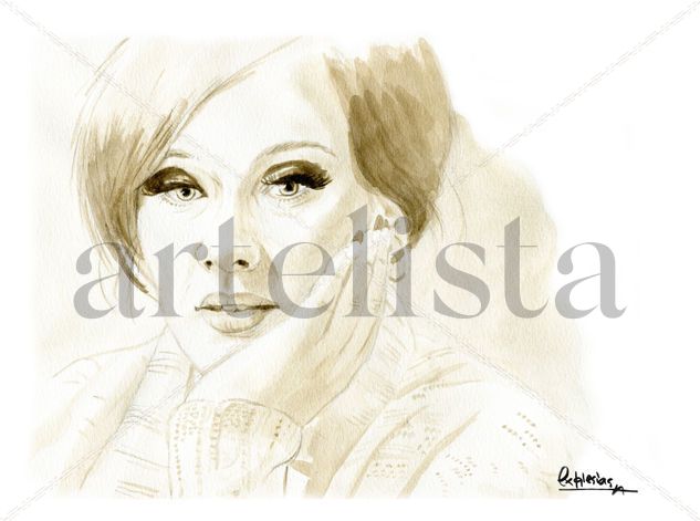 Adele Watercolour Paper Portrait