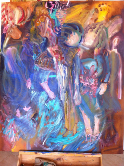 Hombres Bailando Oil Canvas Figure Painting