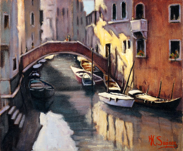 VENECIA.-BARCA BLANCA Oil Canvas Landscaping