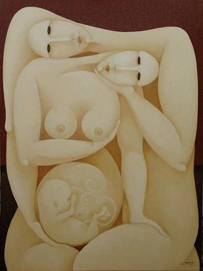 Enamorados con feto Oil Canvas Figure Painting