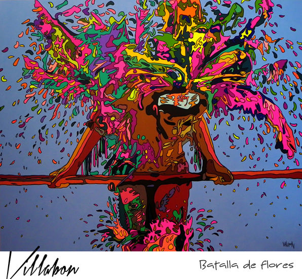 BATALLA DE FLORES - VILLABON Acrílico Lienzo Figura