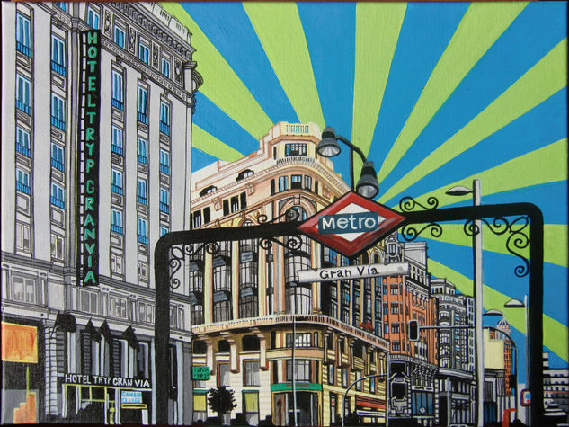 Gran Vía (Madrid) Acrylic Canvas Landscaping