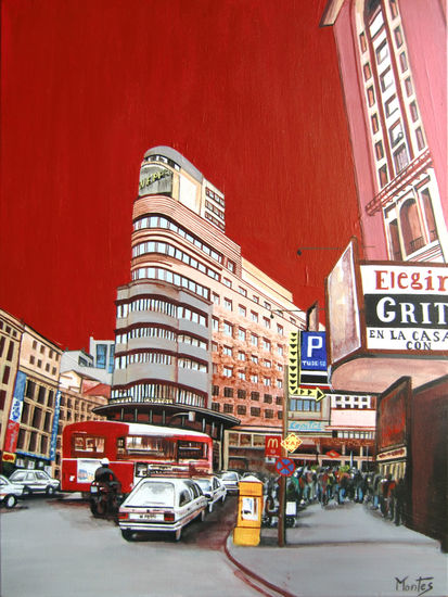 Plaza del Callao (Madrid) Acrylic Canvas Landscaping