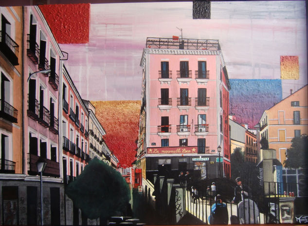 Plaza juan Pujol (Malasaña Madrid) Acrylic Canvas Landscaping