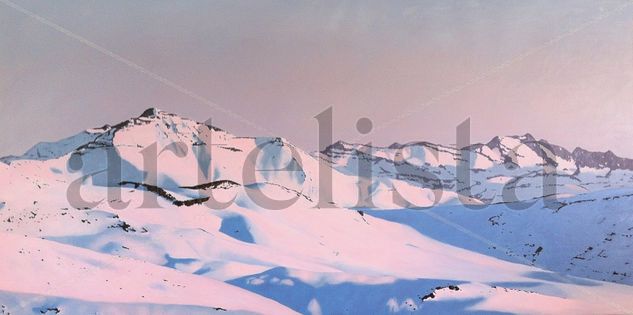 Atardecer en Valle Nevado 2 Óleo Lienzo Paisaje