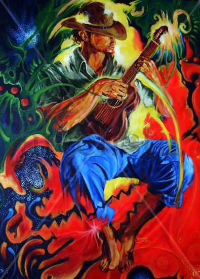 Guitarrro Oil Canvas Figure Painting