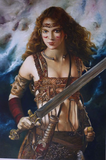 Dama Medieval Oil Canvas Figure Painting