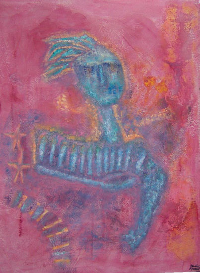 El acordeon Acrylic Textile Figure Painting