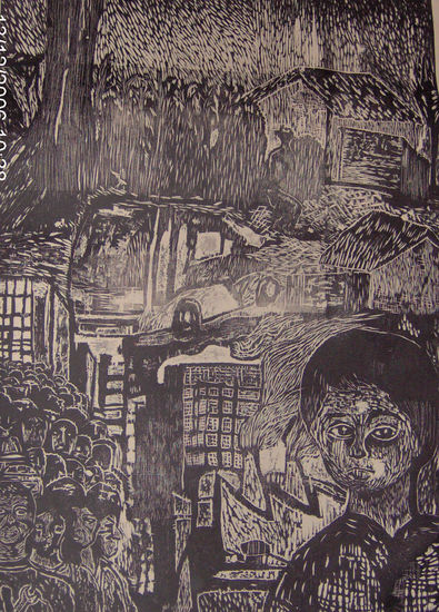 El autobus Woodcut