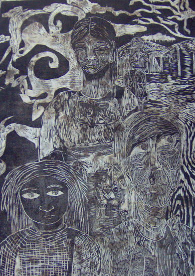 generaciones femeninas Woodcut