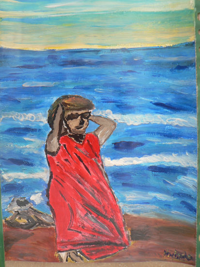 Escenas de playa (Primeras pinturas del autor) Acrylic Card Marine Painting