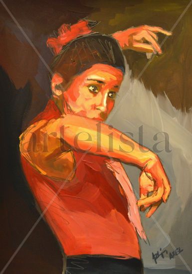 Flamenco Oil Card Figure Painting