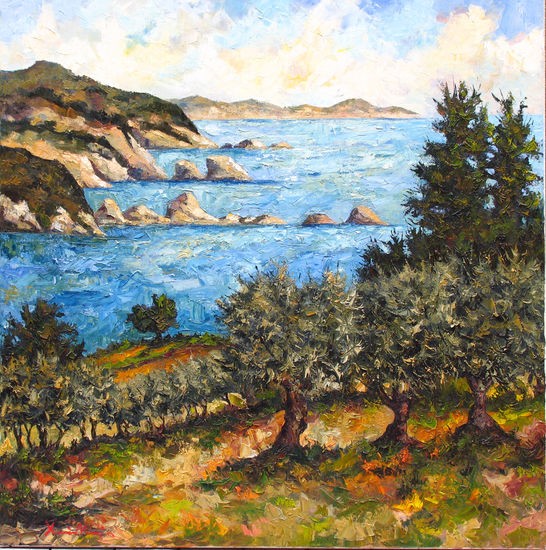 Coster amb oliveres Oil Canvas Marine Painting