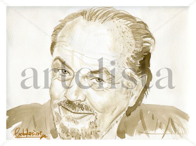 Jack Nicholson Acuarela Papel Retrato