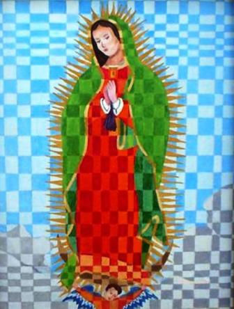 Virgen de Guadalupe Óleo Papel Paisaje