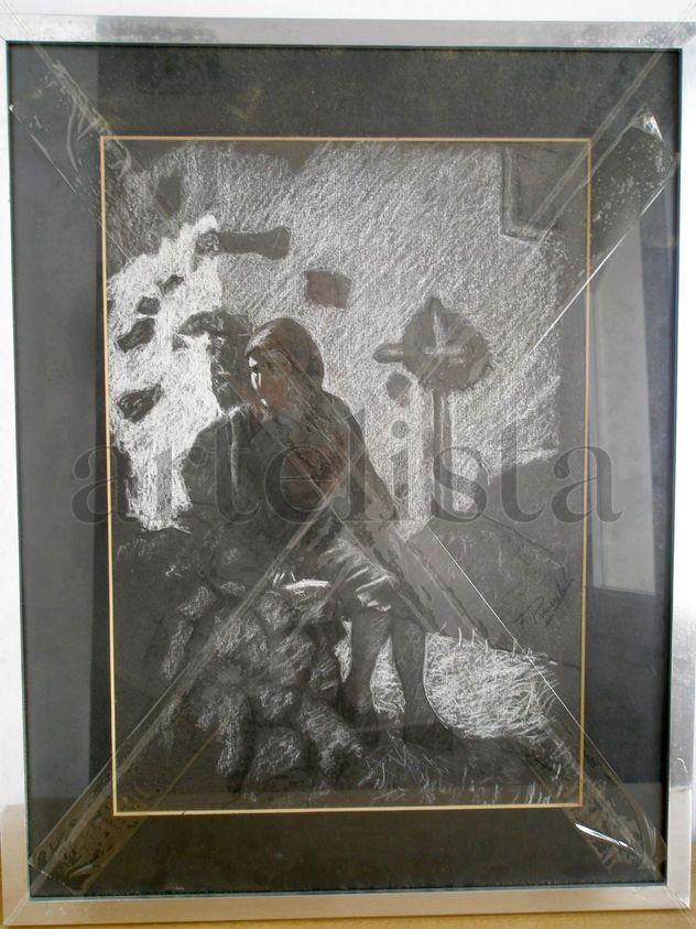 MUJER SENTADA SOBRE PIEDRAS