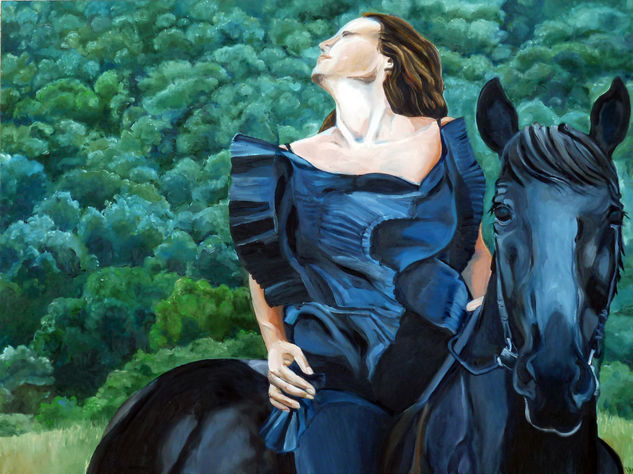 Black horse, black dress Oil Canvas Animals