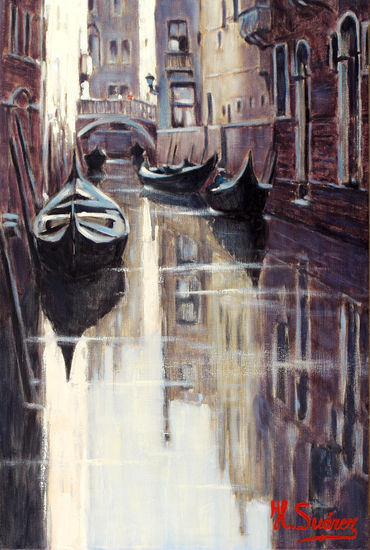 VENECIA.-REFLEJOS EN UN CANAL Oil Canvas Landscaping