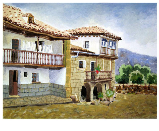 Casas Acuarela Papel Paisaje