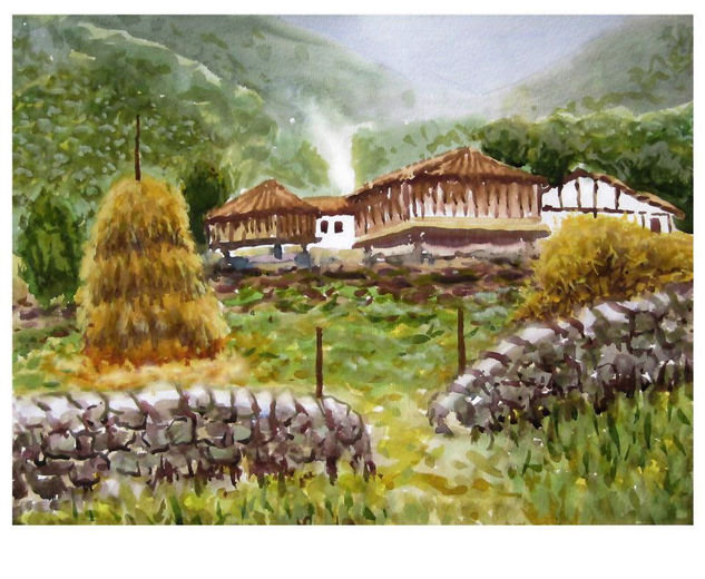 Estampa asturiana Watercolour Paper Landscaping