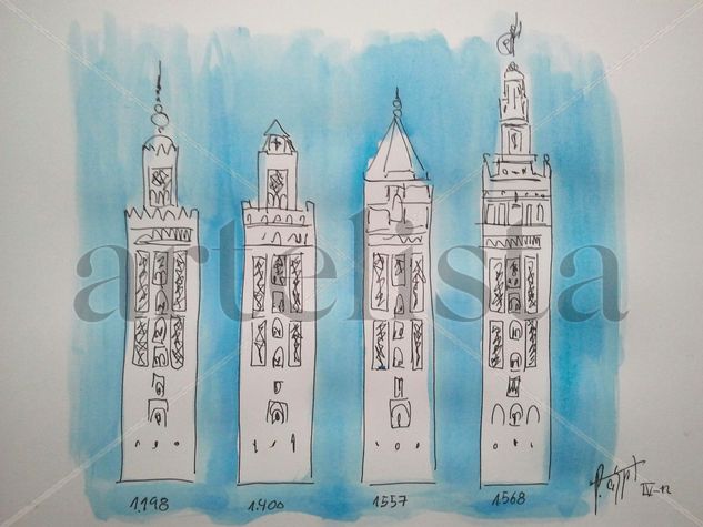 Giralda Watercolour Card Figure Painting