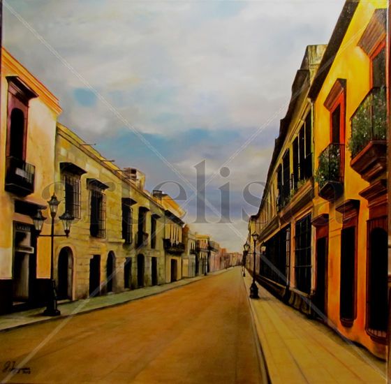 Una calle del DF - Mexico Óleo Lienzo Paisaje