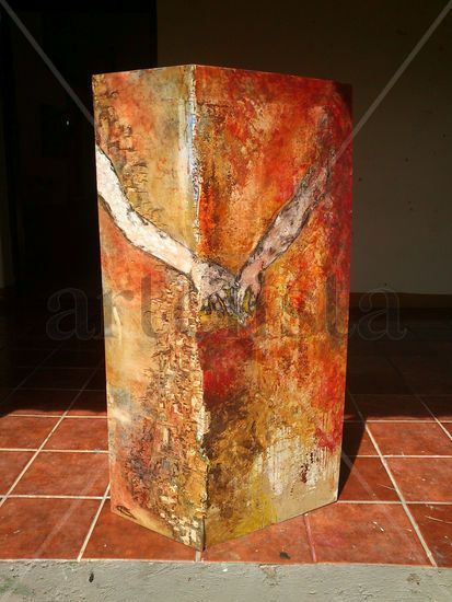 Salvando distancias Mixed media Panel Figure Painting