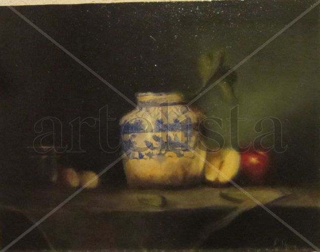 BODEGON CON JARRON Oil Canvas Still Life Paintings