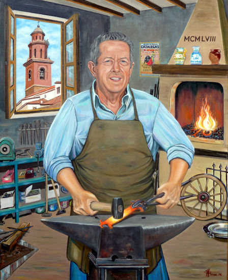 Faustino,El herrero de Cazalegas Óleo Lienzo Retrato