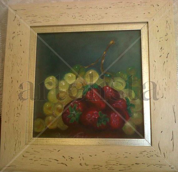 Uvas Blancas Frutillas Oil Canvas Still Life Paintings