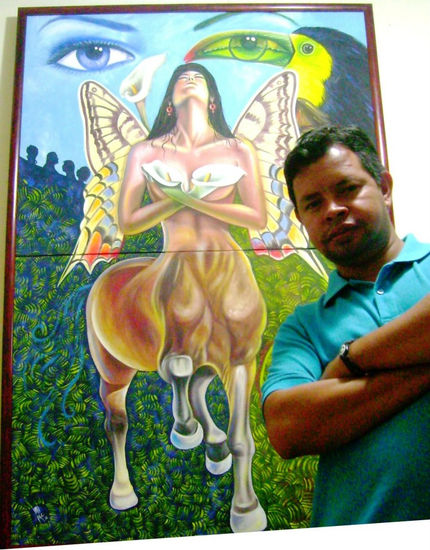 Centauride y autor.  ARTE HONDUREÑO Acrylic Canvas Nude Paintings