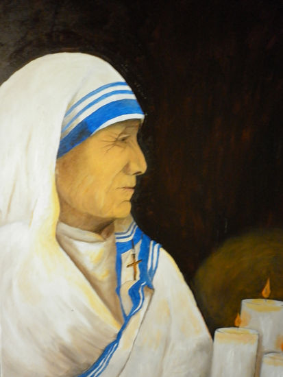 MADRE TERESA Óleo Lienzo Retrato