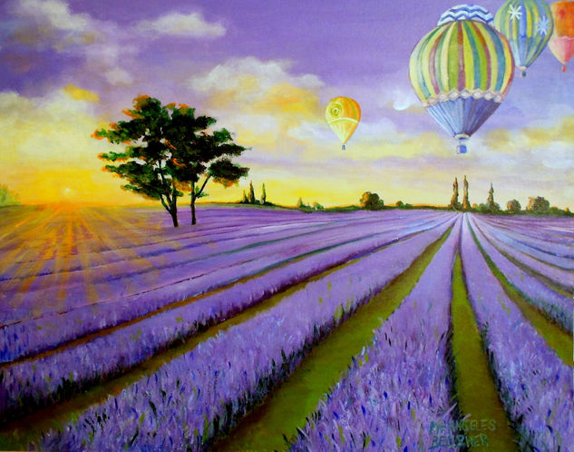 Campo de lavanda Acrylic Card Landscaping