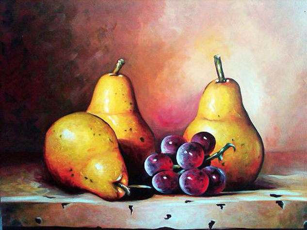 Peras y uvas Acrylic Canvas Still Life Paintings