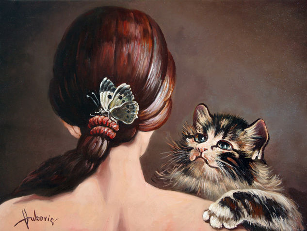 Last game of butterflies Óleo Lienzo Retrato