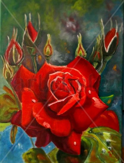 Ramo Rosas Oil Canvas Floral Painting