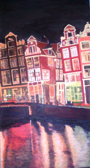 Amsterdam de noche Acrylic Panel Landscaping