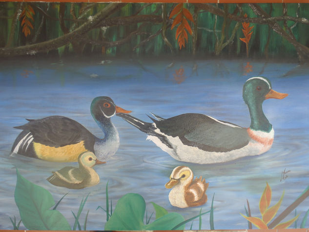 Patos del pantano Oil Canvas Animals