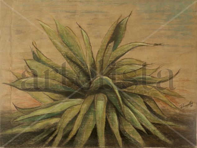 Maguey centenario ( Maguey centenary) Pastel Paper Landscaping