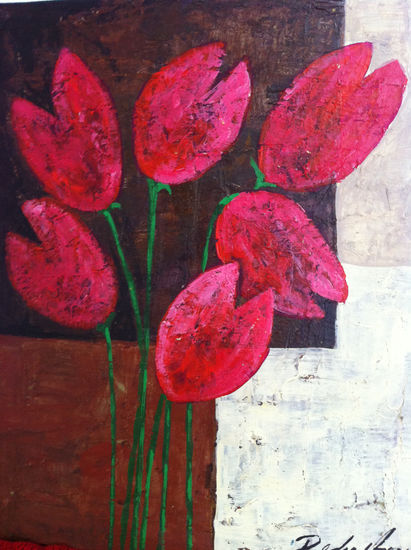 flores de lirios Acrylic Paper Floral Painting