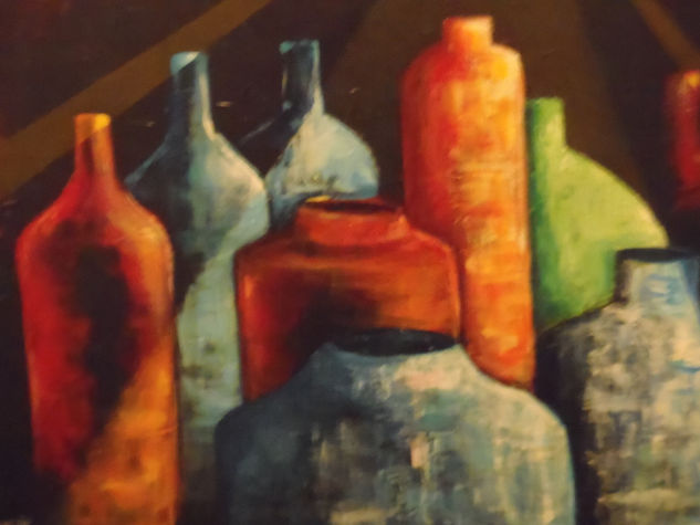 Luz en los botellones Acrylic Canvas Still Life Paintings