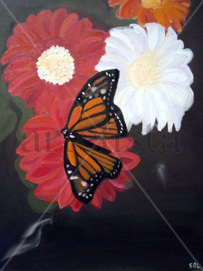 Mariposas Oil Panel Floral Painting