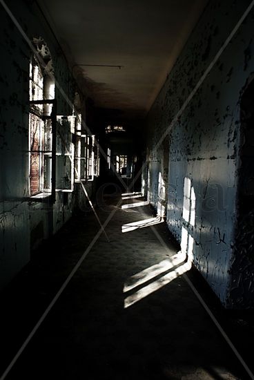 Hospital Beelitz Berlin. Pasillo ventanas Arquitectura e interiorismo Color (Digital)