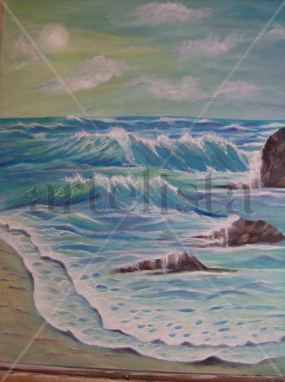 Olas en la playa Oil Canvas Marine Painting