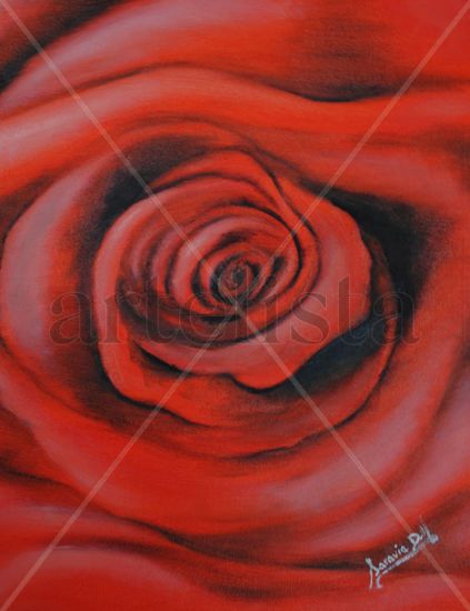 rosa roja Oil Panel Floral Painting