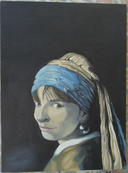 Victoria con perla Oil Canvas Portrait