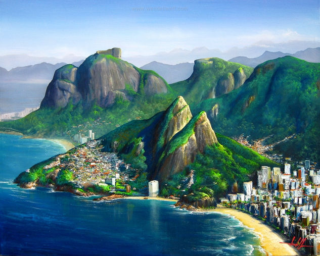 Vista aérea do Morro Dois Irmãos e Pedra da Gavea no Rio de Janeiro Oil Canvas Landscaping